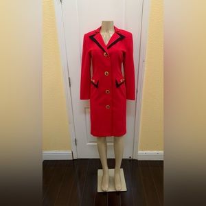 VTG Lillie Rubin Size 4 Red Button Down Long Sleeve Secretary Blazer Dress